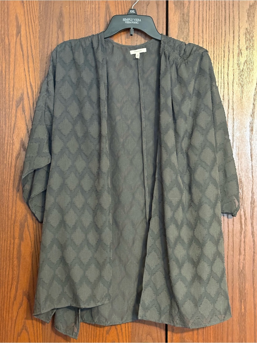 Maurices Olive Textured Open-Front Kimono